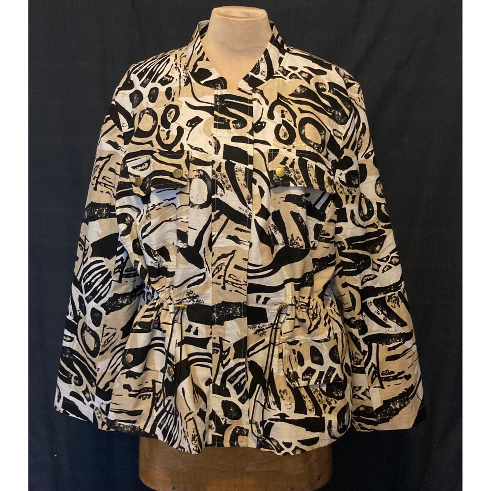 Silk Land Collection Abstract Print Drawstring Waist Jacket